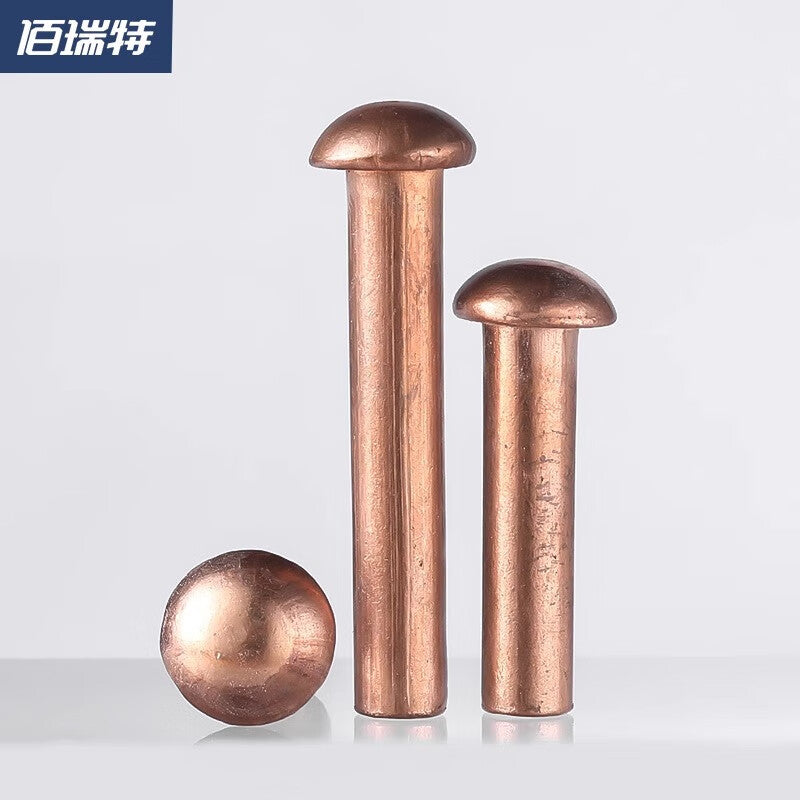 Bairuite Semi-round Head Copper Rivets, Striking Solid Copper Rivets, GB867 M4*12 [20 pieces]