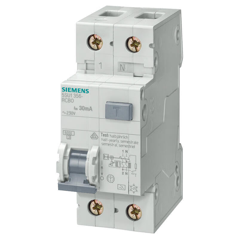 Siemens 5SU1 Electromagnetic RCD Circuit Breaker 10A 1P+N 30mA 6kA