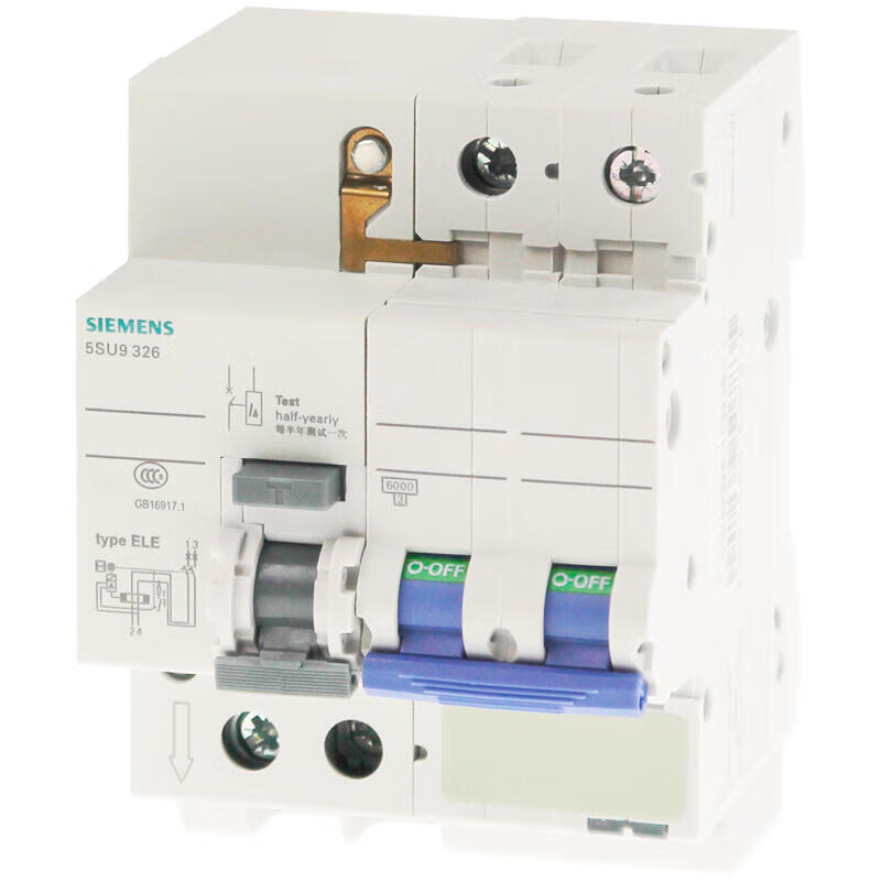 Siemens ET-5SN domestic electronic residual current protection circuit breaker 63A 2P C 6kA 30mA AC; 5SU9/SN AC 30 mA 2P 6KA C63