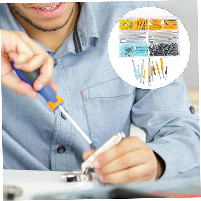 Beginner self-tapping expansion screws, extended stainless steel Phillips head self-tapping screws, expansion tube nails, screw set of 200.