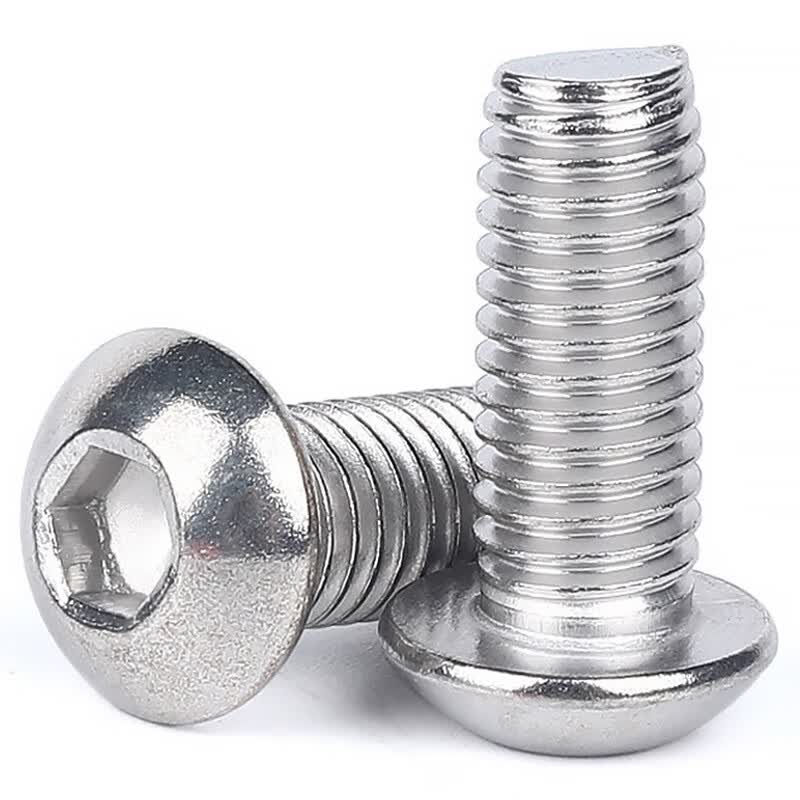 Bingyu BYsy-53 304 Stainless Steel Pan Head Hex Socket Head Screws, Semi-round Mushroom Head Screws, Semi-round Head Bolts, ISO7380 M6*16, 10pcs