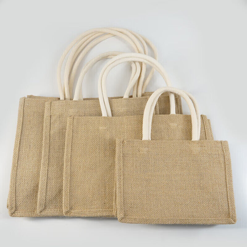 Masford jute tote bag, simple gift wrapping bag, shopping bag/lunch bag, cotton and linen style, square size, 25cm wide * 25cm high * 18cm sides.