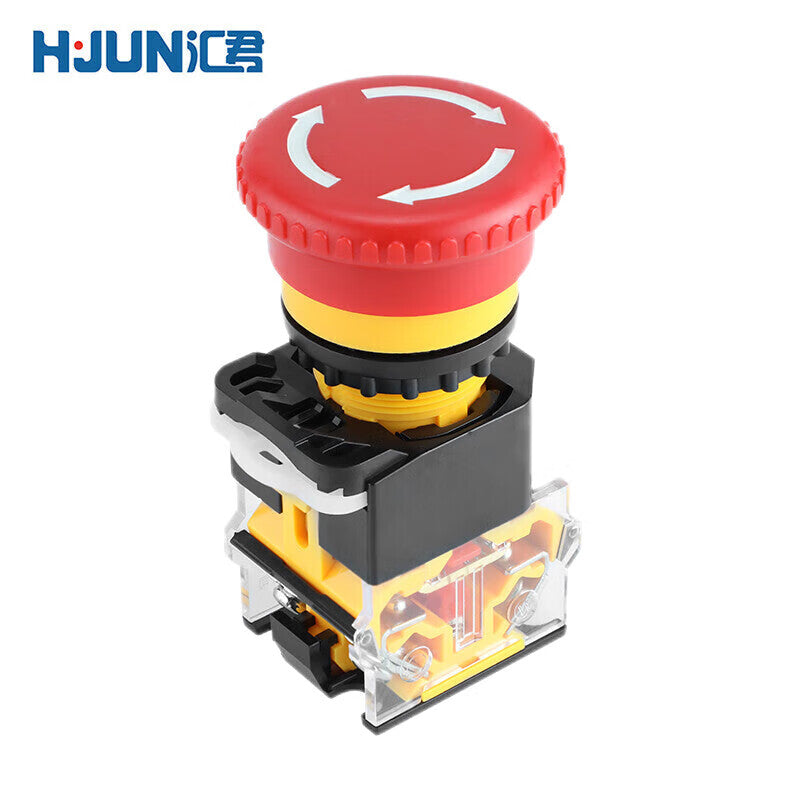 Huijun 22mm power switch, start/stop self-locking LA38 emergency stop button, emergency stop button with mushroom head, 2 normally closed emergency stop buttons.