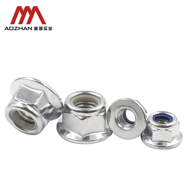 AOZHAN DIN6926 Non-metallic Insert Hexagonal Flange Face Locking Nut 304 Stainless Steel GPH M6 (800 pieces/box)