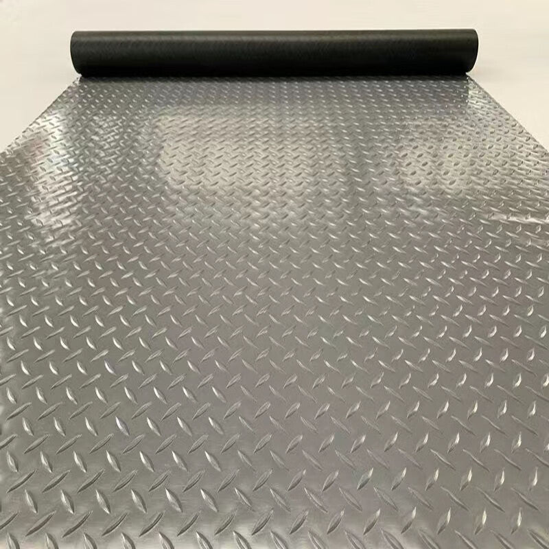 XINHENGDA Thickened PVC Waterproof and Anti-slip Rubber Floor Mat, 0.5m Width * 1m [Extended Meter], Thickened Blue Herringbone Wear-resistant [Rubber Back]