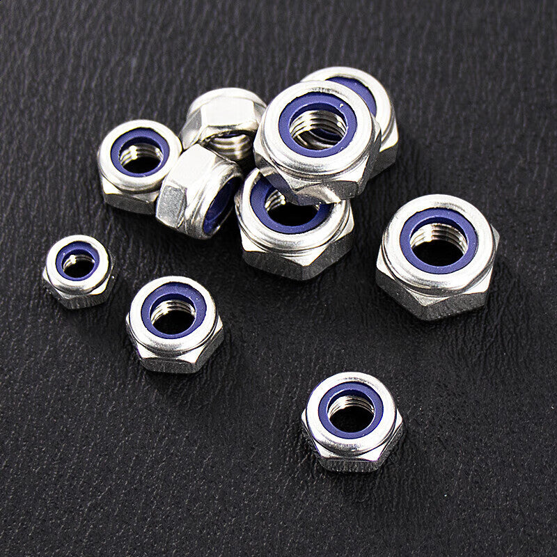 Haisdick 304 Stainless Steel Nylon Plastic Anti-Loosening Self-Locking Nut DIN985 Anti-Loosening Nut HKsq-461 M6 (200 pieces)