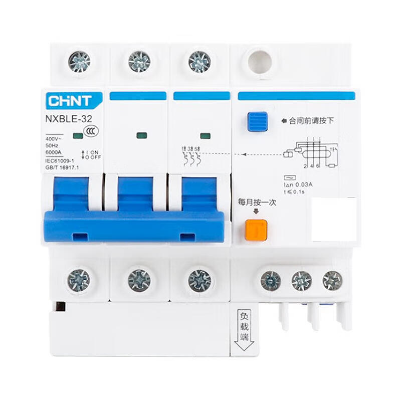 Chint residual current action circuit breaker; NXBLE-32 3P D32 30mA 6kA