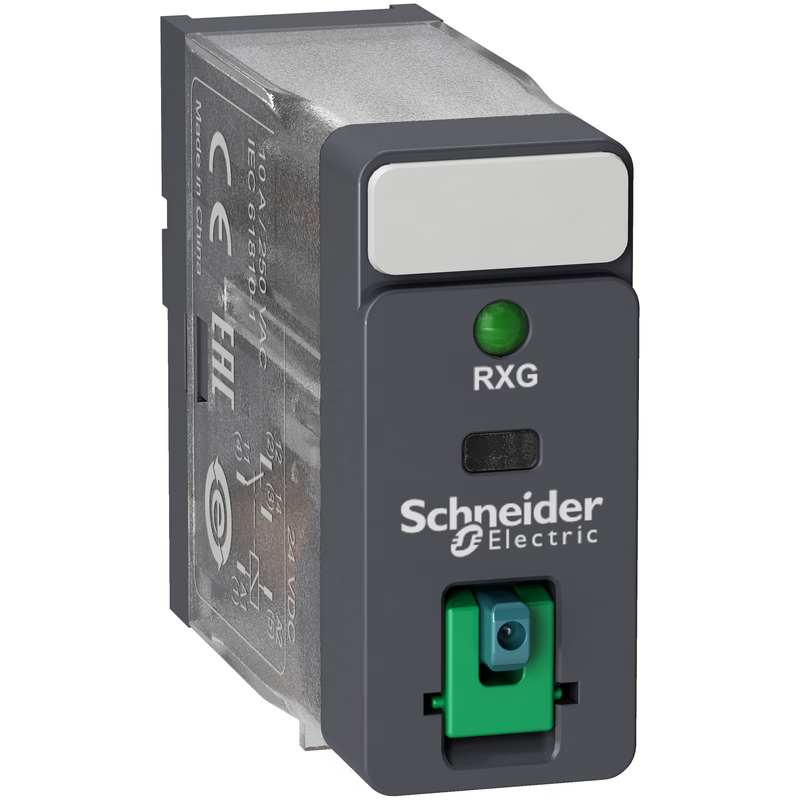 Schneider Electric interface relay, 1CO, 24VDC, with test rod and LED; RXG12BD