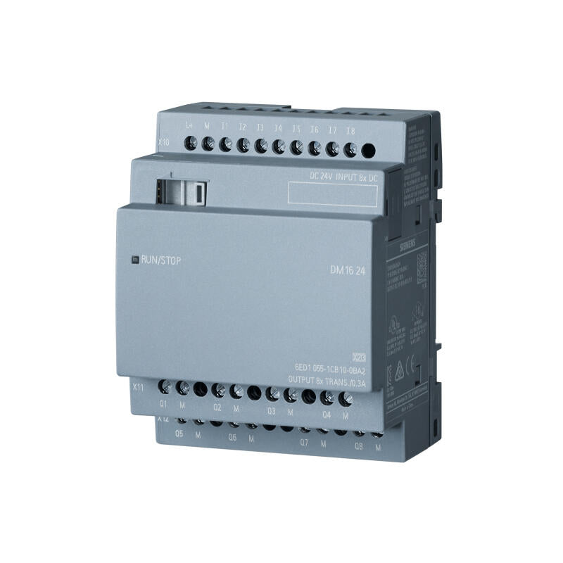 Siemens LOGO!DM1624 expansion module,SV/E/A: 24VDC/24VDC/transformer, 8 digital inputs/8 digital outputs, 4TE for logo! 8; 6ED10551CB100BA2