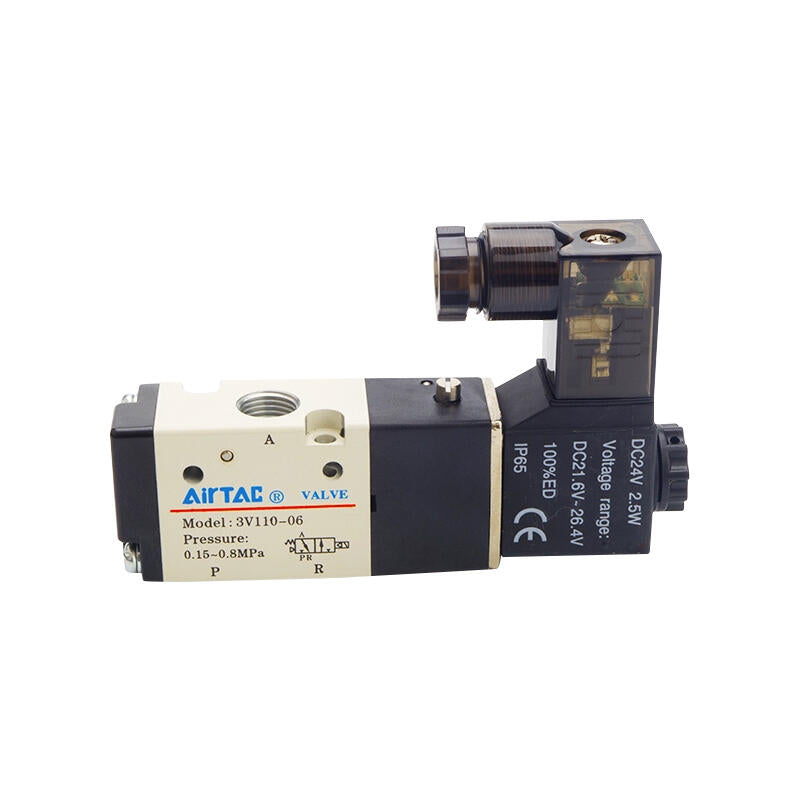 AirTAC internal pilot solenoid valve, 2-position 3-way normally open, single solenoid, DIN socket; 3V110M5NOB