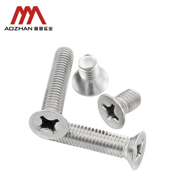AOZHAN GB819-304 Stainless Steel Cross-Shaped Countersunk Machine Screws, National Standard GPH M2.5*8 (7000 pieces/box)