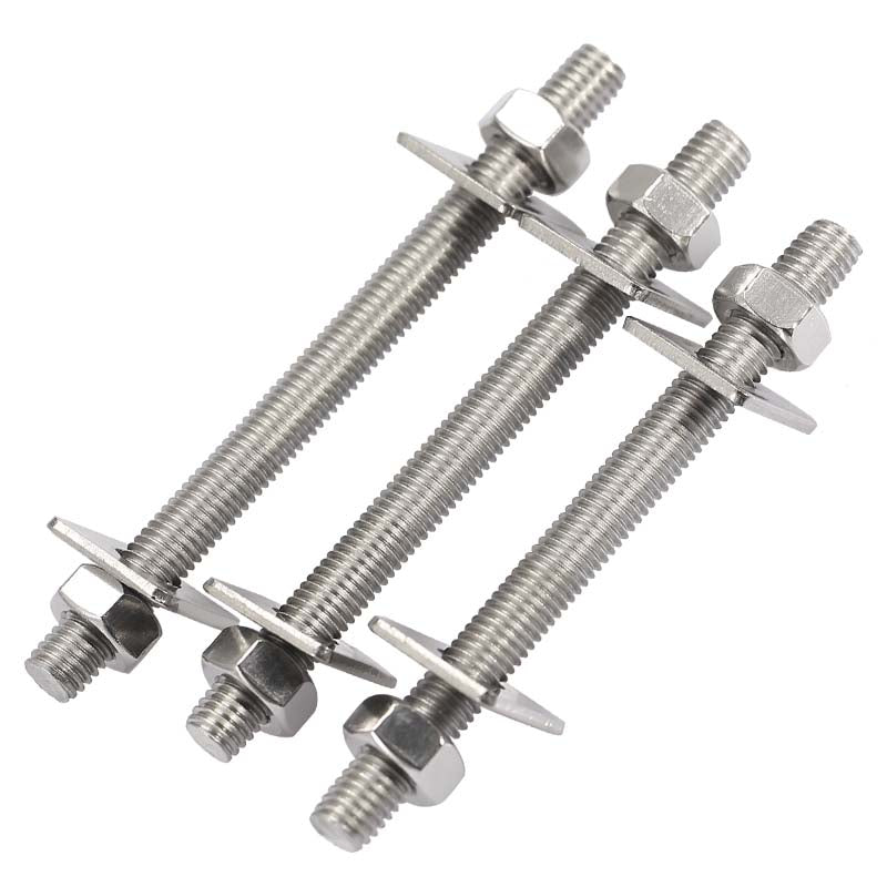 M8-M14 304 Stainless Steel Threaded Rod Clamping and Fixing Through-Wall Screw Extended Through-Screw External Hex Bolt Nut Washer Set M10*400 [1 Set]