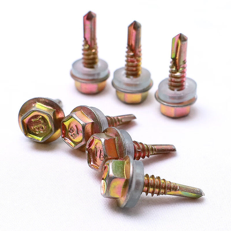 Platinum Body Color Zinc Hex Self-Tapping Screws, Nails, Washers, Screws, Dovetail Screws, M5.5*25/200 Pieces