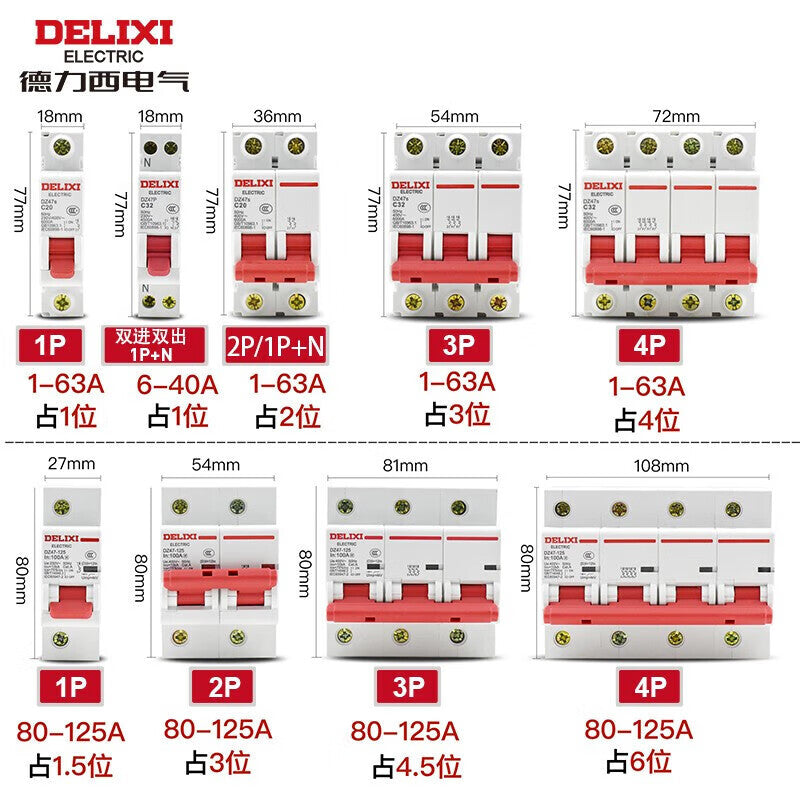 Delixi Electric Air Switch Small Circuit Breaker DZ47s Type C 2P 10A DZ47SN2C10