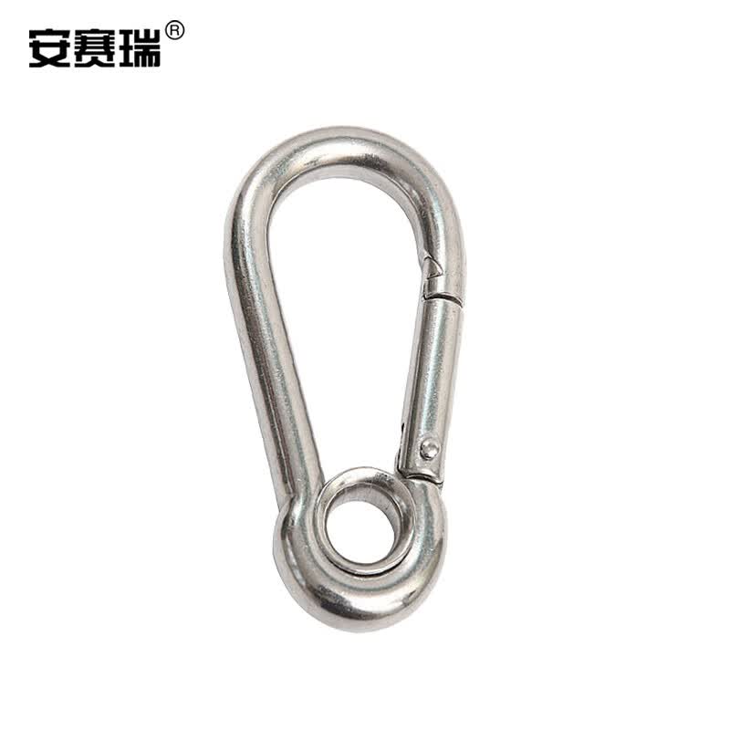 Ancer 304 Stainless Steel Spring Buckle Safety Buckle Rigging Spring Hook M9 with Loop Type EA400219 1 piece