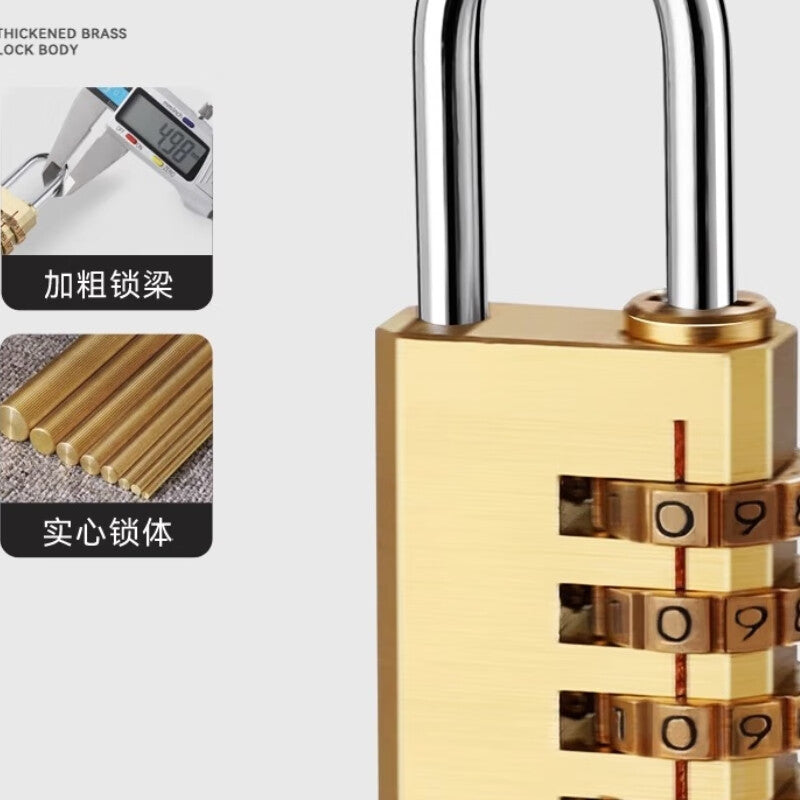 Shanhe Products Solid Combination Padlock, Luggage Lock, Gym Mini Combination Lock, Waterproof Small Lock, Brass - Solid Four-Digit Combination Lock, Medium Size