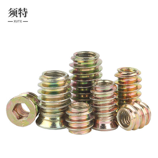 XUTE M10*25 (50 pieces) countersunk hexagonal socket nuts with interlocking, suitable for furniture trapezoidal connectors and woodworking internal and external thread nuts.