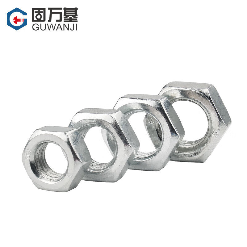 GUWANJI hexagonal nuts, galvanized iron/white zinc alloy nuts, carbon steel nuts, M6 [1 piece]