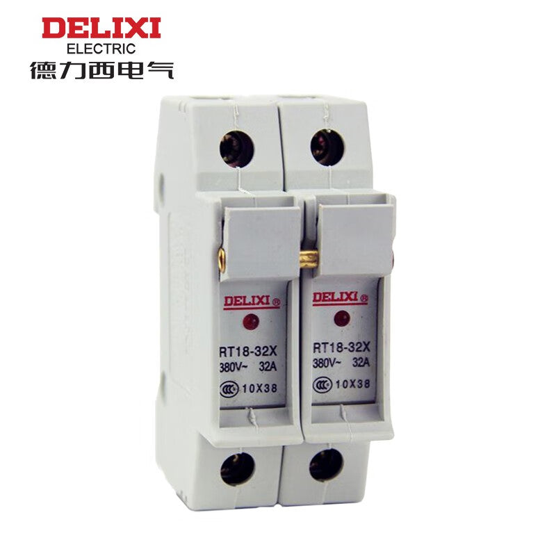 Delixi RT18 cylindrical base 10*38mm 32A 2P 380VAC RT1832Z2X fuse base