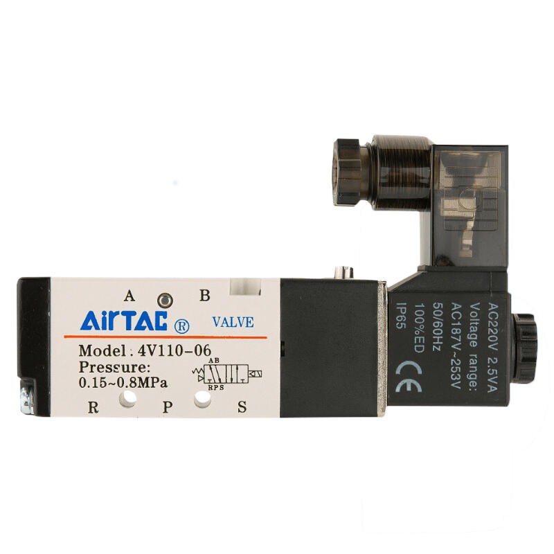 AirTAC internal pilot solenoid valve, 2-position 5-way, single solenoid, DIN socket; 4V11006C