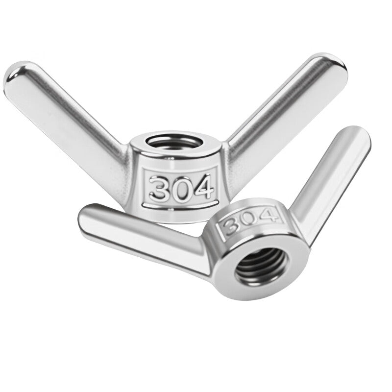 Yonglishang 304 Stainless Steel Hand-Tightening Nuts, Large Ear Nuts, Butterfly Horn Nuts, M8 (2 pieces)