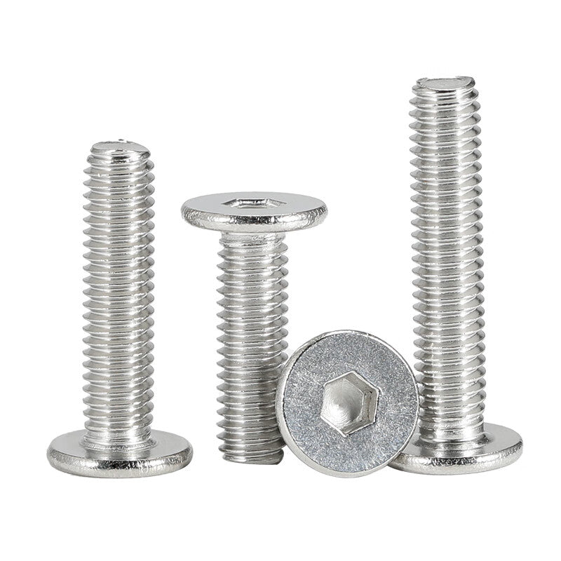 Bairuit 304 Stainless Steel CM Ultra-thin Screws, Flat Head Hex Socket Screws, Large Flat Head Screws, Short Head CM Flat Head Hex Socket Screws M3*12*6 [200 pieces]