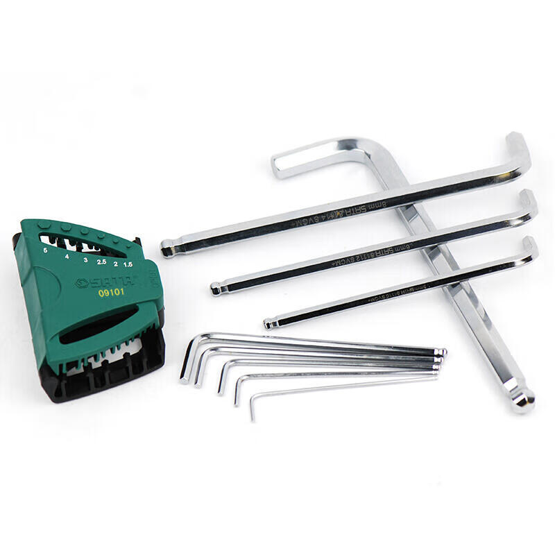 SATA 9-piece extra long ball head hexagon wrench set 1.5-10mm; 09101