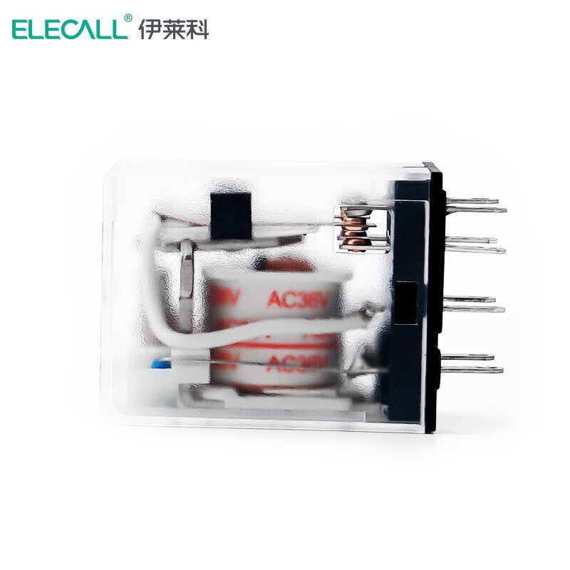 ELECALL HH52P small intermediate relay AC two open and two closed with light without base electromagnetic relay set 8 feet MY2NJ AC36V