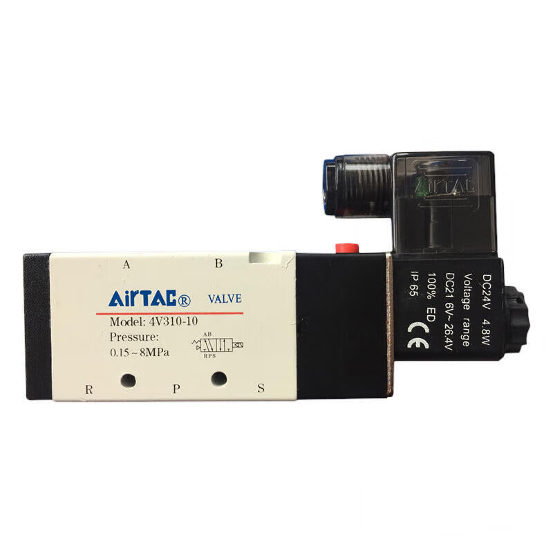 AirTAC internal pilot solenoid valve, 2-position 5-way, single solenoid, DIN socket; 4V31010B