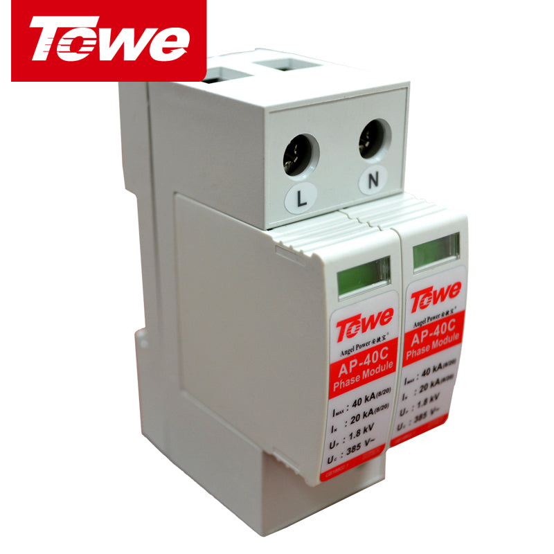 TOWE 40KA2P Lightning Surge Protector Class C Arrester