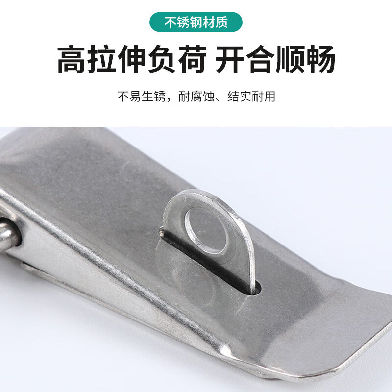 Deqi 304 Stainless Steel Duckbill Spring Hook and Loop Tool Box Lock, Wooden Box Metal Lock, Anti-theft Lock [Small Size] with Lock - Iron/Nickel Plated