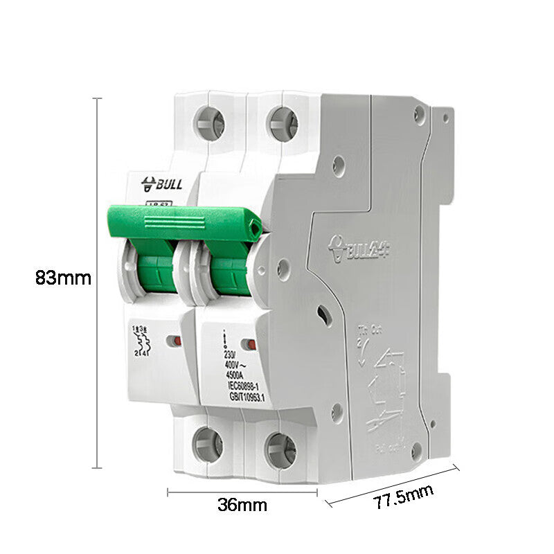 Bull air switch LB5-63a series small circuit breaker 2P double inlet double outlet C type 40A LB5-63a/40A-2P/C