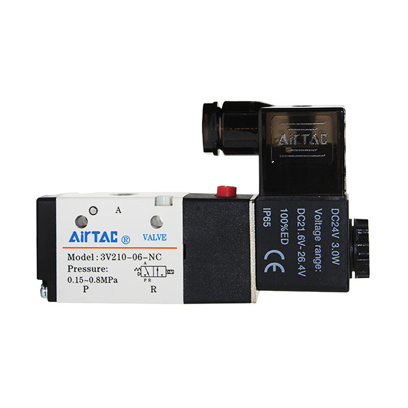 AirTAC internal pilot solenoid valve, 2-position 3-way normally closed, single solenoid, DIN socket; 3V21006NCB