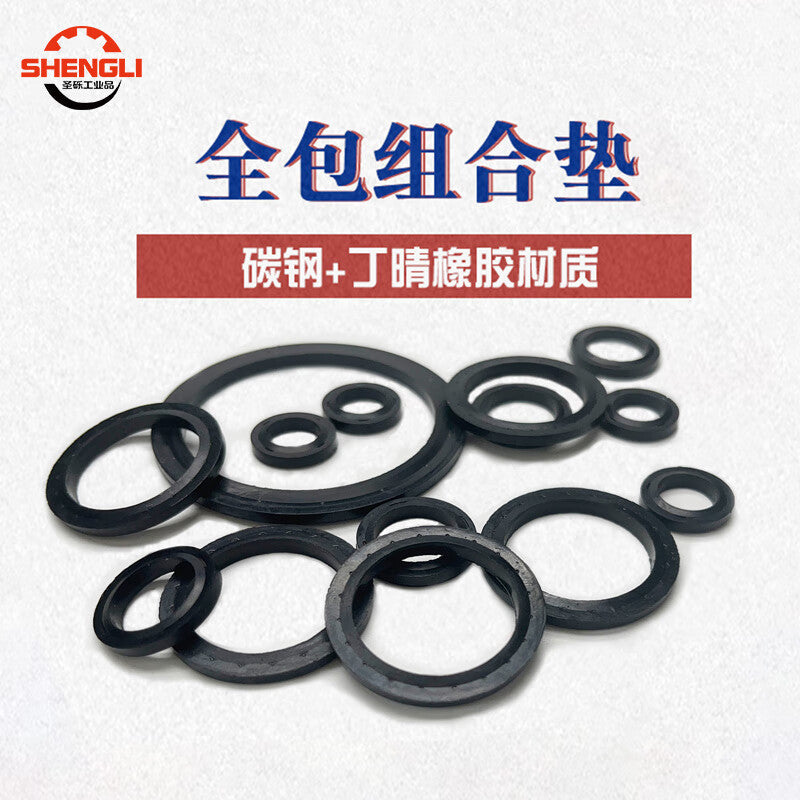 Saint-Gross All-Inclusive Combination Gasket, Metal Sealing Gasket, Hydraulic Combination Gasket, Carbon Steel + Nitrile Rubber, Inner Diameter 22mm [100 pieces/pack]