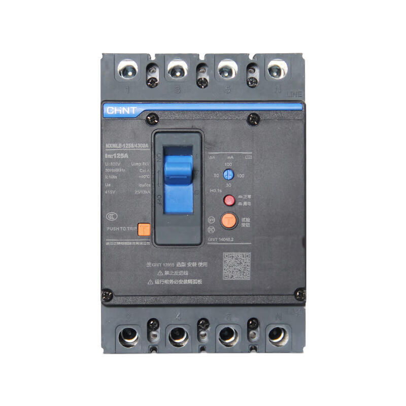 Chint NXMLE-125S Residual Current Circuit Breaker 125A 4300A