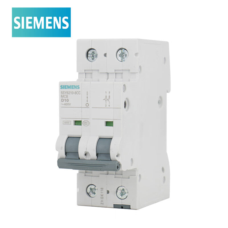 Siemens 5SY6210-8CC D Type 10A 2P Circuit Breaker 6KA