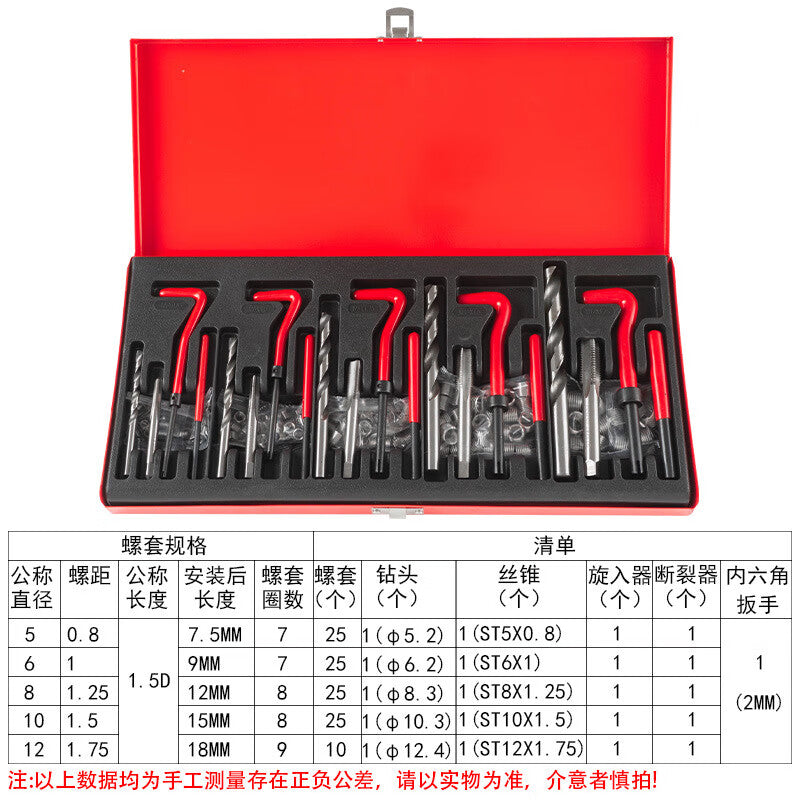 Orange Central 131-piece Thread Repair Tool Set: Hand-held Self-tapping Screw Insert, Damaged Stripped Thread Repair Tool, Tap Set