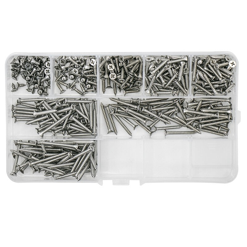 Haisdic [Jingcang Delivery] 304 Stainless Steel Combination Screw Set, Type A M2.9 Countersunk Self-Tapping Screws 400pcs HKCL-68