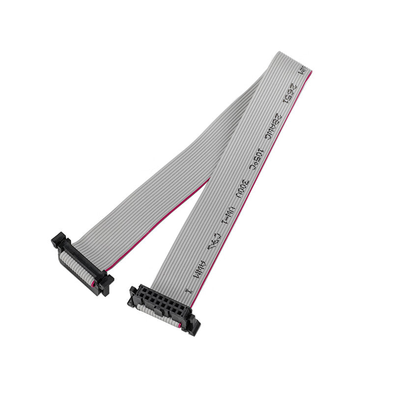 Huijun FC Flat Gray Ribbon Cable with Butterfly Clip, IDC Ribbon Cable, LED Screen Connection Cable, Download Cable, 2.54mm Pitch, 16P-10CM