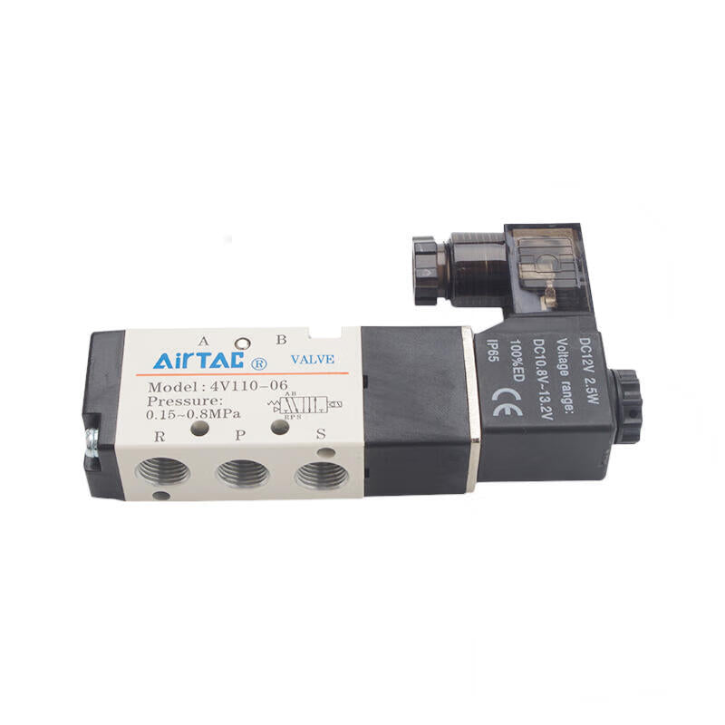 AirTAC internal pilot solenoid valve, 2-position 5-way, single solenoid, DIN socket; 4V11006F