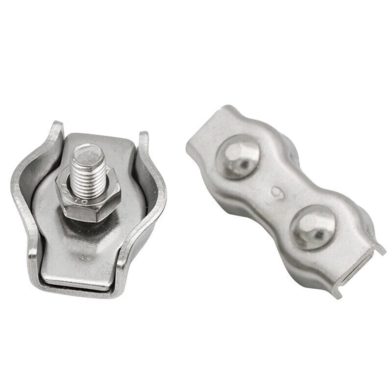 Haisdick 304 Stainless Steel Wire Rope Single/Double Clip Head, Single/Double Clip, Clip Head Locking Buckle HKsq-237 Single Clip M8 [1 piece]