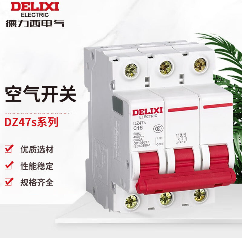 DELIXI ELECTRIC miniature circuit breaker air switch DZ47S air switch DZ47s C type 3P 16A
