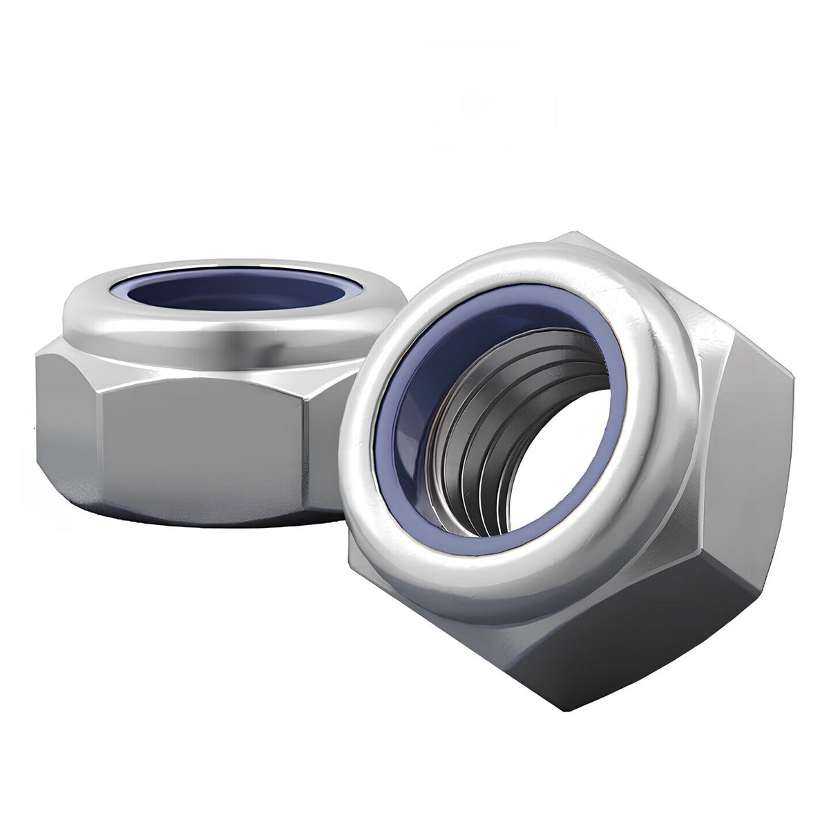 Bairuite 304 Stainless Steel Self-Locking Anti-Slip Nut, Anti-Loosening Nut, Reverse Thread Hexagon with Rubber Cap M8