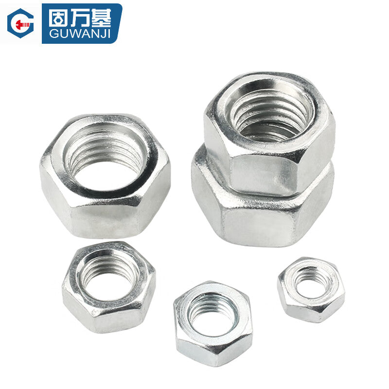 GUWANJI hexagonal nuts, galvanized iron/white zinc alloy nuts, carbon steel nuts, M10 [1 piece]