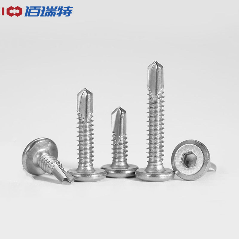 Bairuit 410 Stainless Steel Flat Head Hex Socket Head Screws with Drill-Off Self-Tapping function. These self-drilling dovetail screws are specifically designed for railings and are decorative beveled. Sizes M5.2, M6, M6.3*25 [40 pieces]