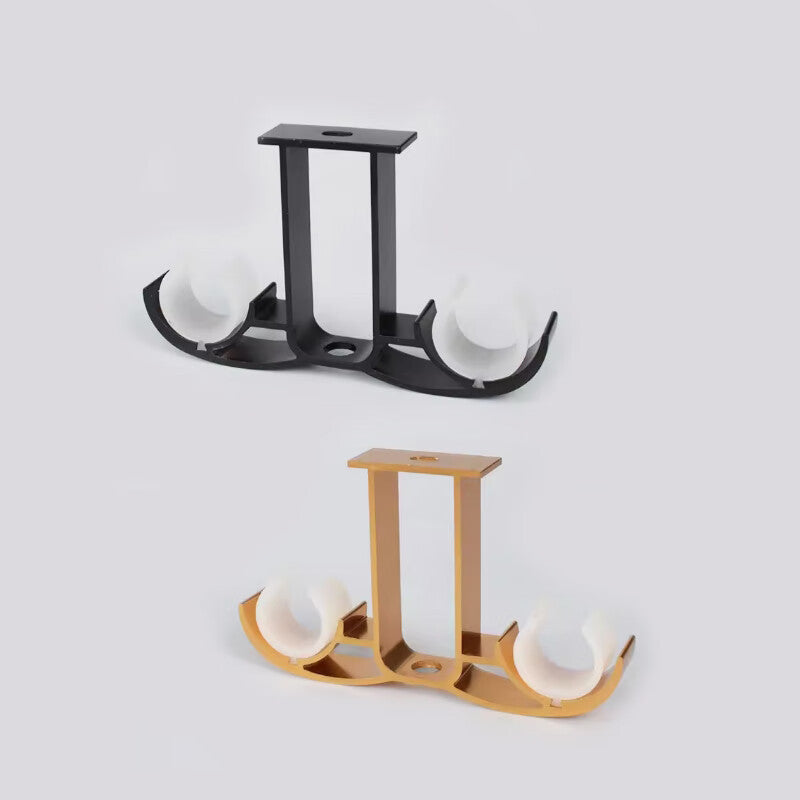 Deqi Aluminum Alloy Roman Rod Bracket, Curtain Rod Base Bracket, Track Bracket Hook, Double Top, White (2 pieces)