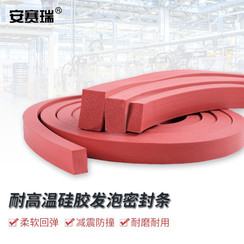 Anseri High Temperature Resistant Silicone Foam Strip, Oven Sponge Strip, Rubber Sealing Strip, 20mm x 30mm, Red, 1 meter, 1F00020