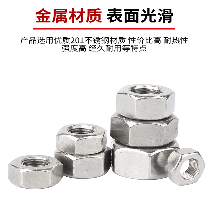 GUWANJI Hex Nuts, Stainless Steel Hex Nuts, 201 Stainless Steel M8 [200 pieces]