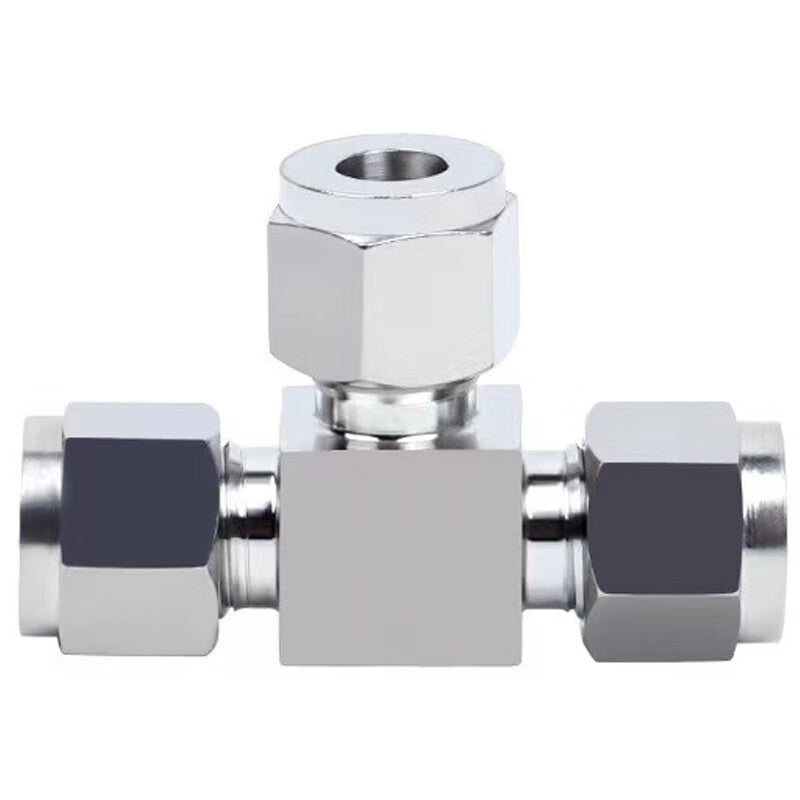 Deyu Products Stainless Steel Compression Fitting Tee Intermediate Connector, Equal Diameter Three-in-One, Outer Diameter 10mm