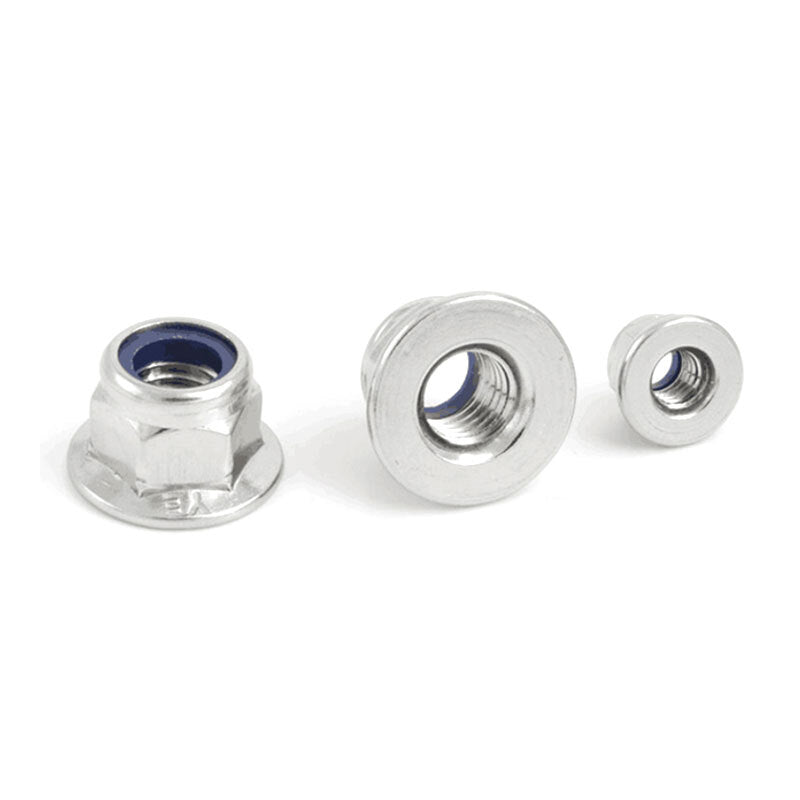 Haisdike HKYC-64 304 Stainless Steel Plastic Flange Anti-loosening Nut Lock Nut DIN6926 Flange Face Nylon Locking Nut M5 (30 pieces)